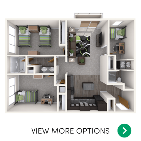 Floor plan for 3 beds, 2 baths, 1096 sqft